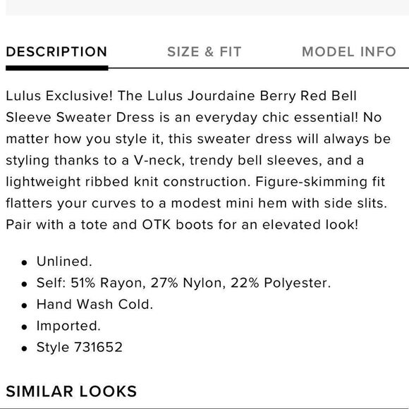 Lulus Jourdaine Berry Red Bell Sleeve Sweater Dress || SZ XS - Picture 13 of 13